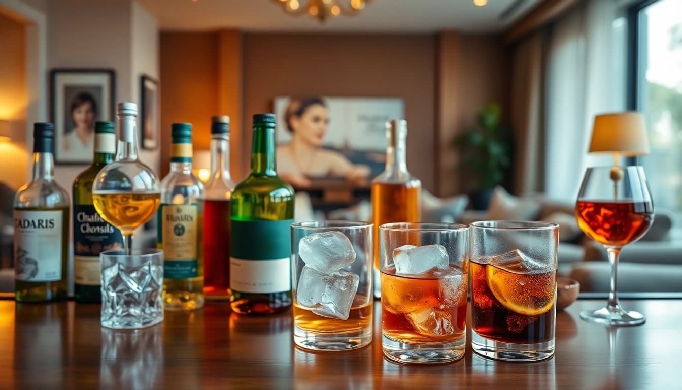 Quality alcohol delivery Toronto showcased with an elegant home bar setting and inviting atmosphere.