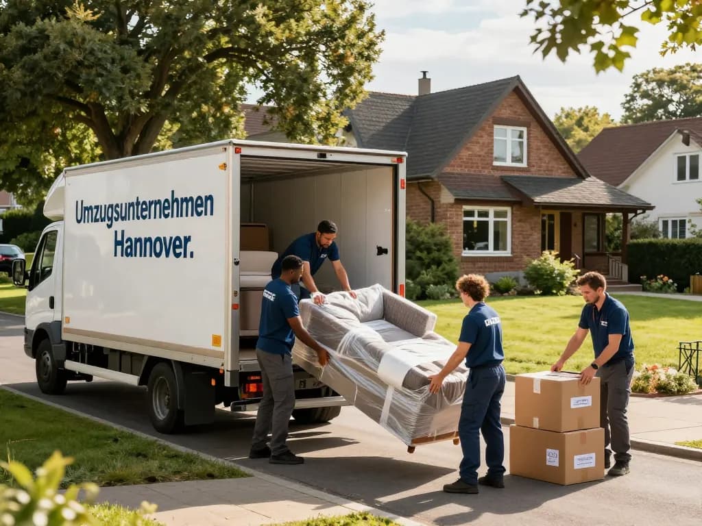 Professionelles Umzugsteam von Umzugsunternehmen Hannover lädt Möbel in einen Lkw und sorgt für einen stressfreien Umzug.