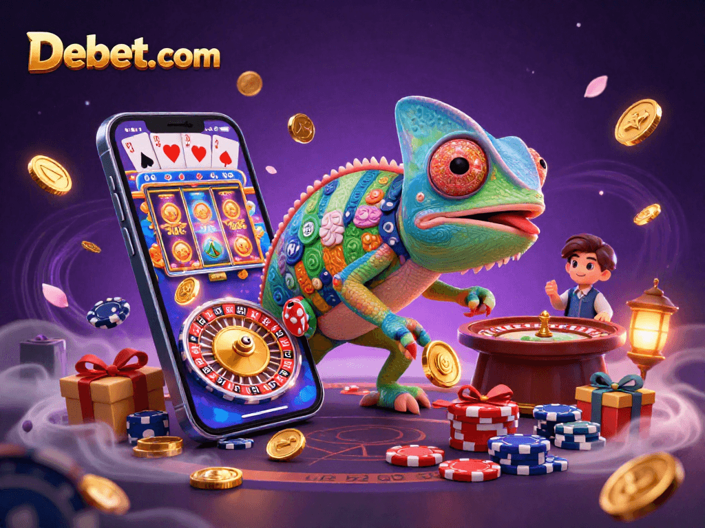 Experience thrilling wins at Debet. com with colorful slots and vibrant gaming elements.