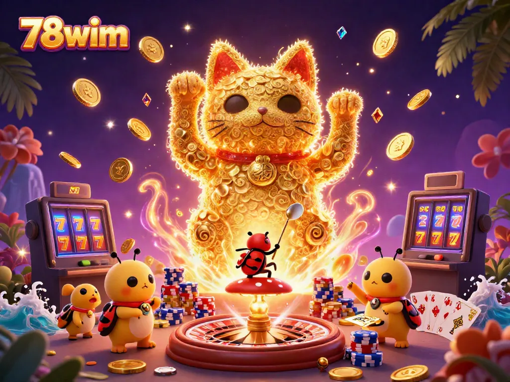 Join the excitement with 78wim, where golden fireflies and casino elements bring winnings alive!