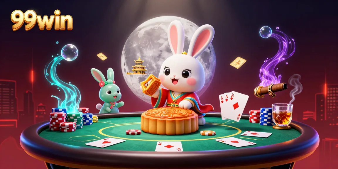 Experience thrilling gameplay with 99win, as mythical characters engage in exciting poker scenes amidst enchanting elements.