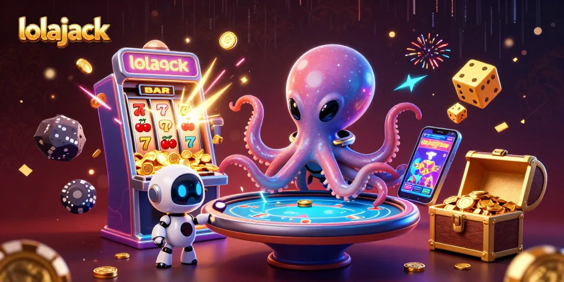 Experience thrilling gameplay at Lolajack as the octopus deals cards while chips fly around.