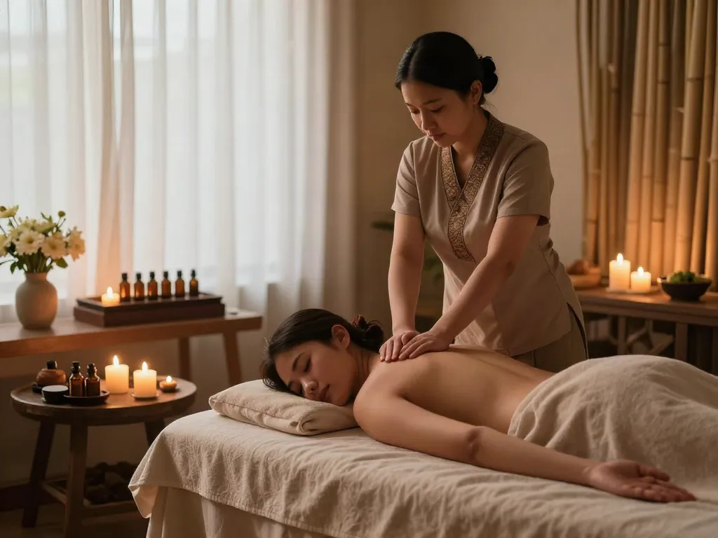 Relaxing wellness session featuring 의왕출장마사지 with tranquil spa atmosphere.