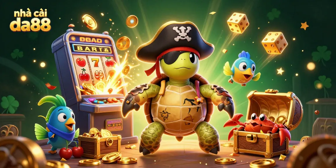 Engage with nhà cái da88's thrilling world of games featuring a vibrant casino scene with lively characters.