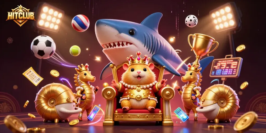 Engage with HITCLUB's vibrant gaming scene filled with animated characters and dynamic sports elements.
