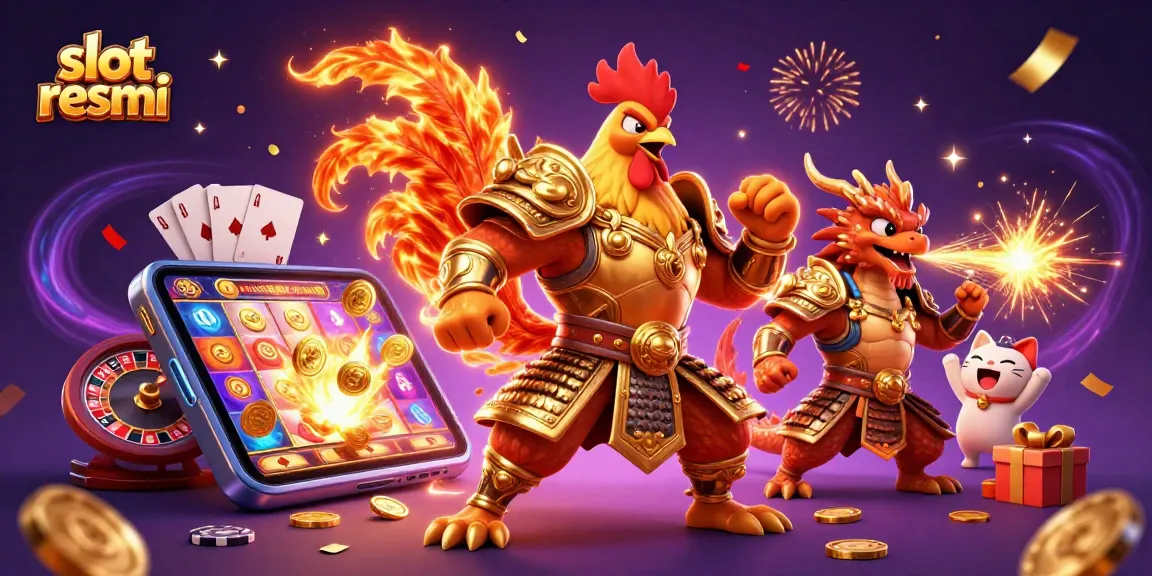 Engage in exciting slot resmi games with dynamic characters in a vibrant casino scene.