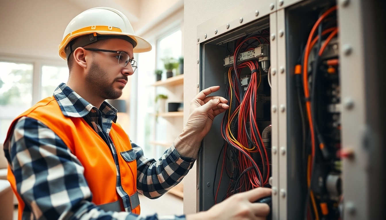Electrician lower north shore expertly installing a residential electrical panel.