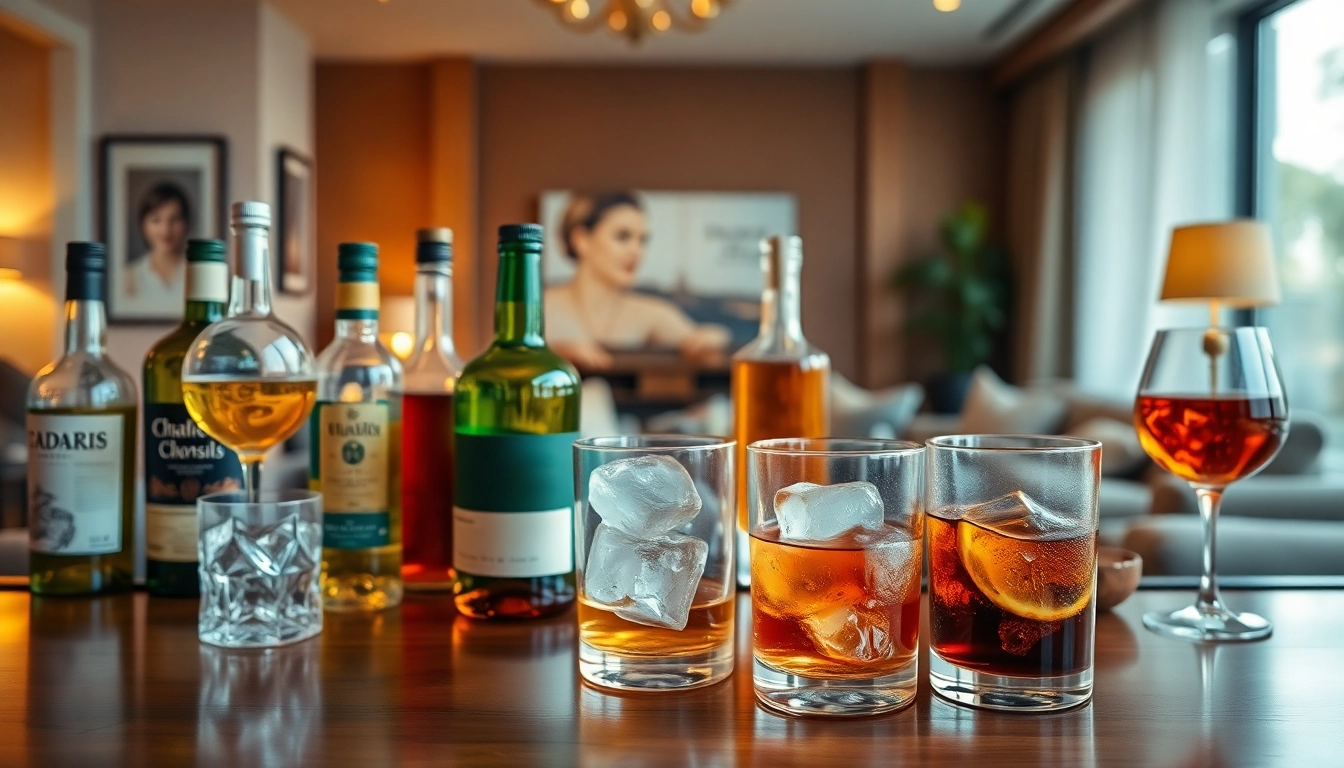 Quality alcohol delivery Toronto showcased with an elegant home bar setting and inviting atmosphere.