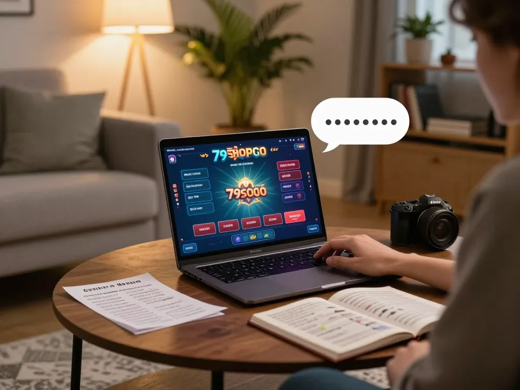 Engaged player exploring thrilling games at 79sodo's online casino on a laptop.