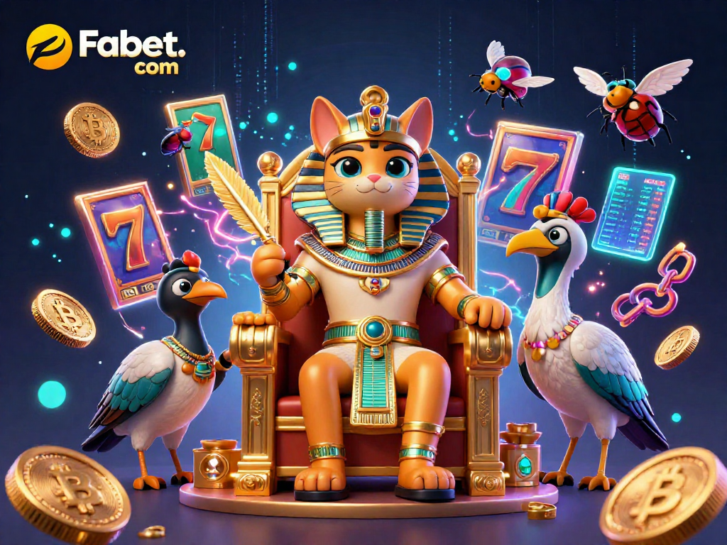 Engage in thrilling gameplay at Fabet. com with vibrant slots, energetic characters, and cryptocurrency elements.