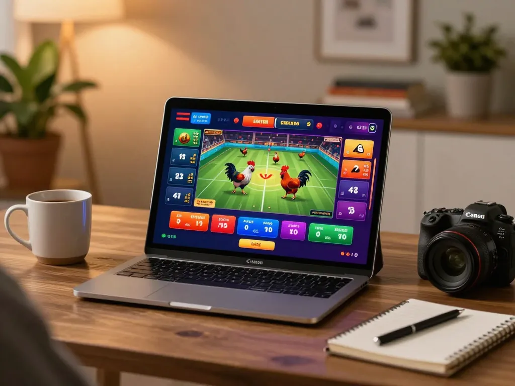 avid gambler exploring betting options on dagago chicken fighting platform via tablet in cozy home