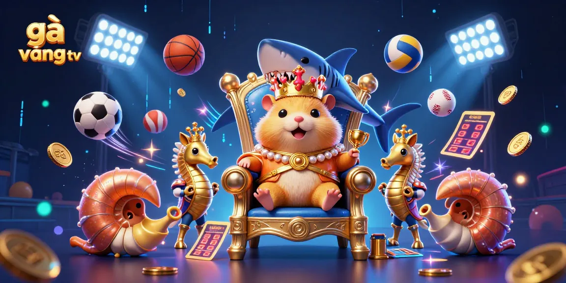 Experience winning strategies with gà vàng tv in an exciting 3D sports-themed casino illustration.