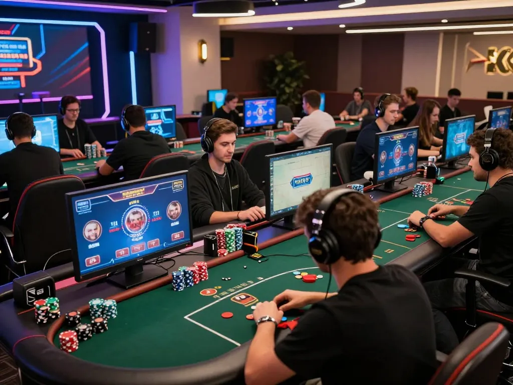 Players strategizing in the vb88 online poker tournament with colorful graphics and engaged atmosphere.