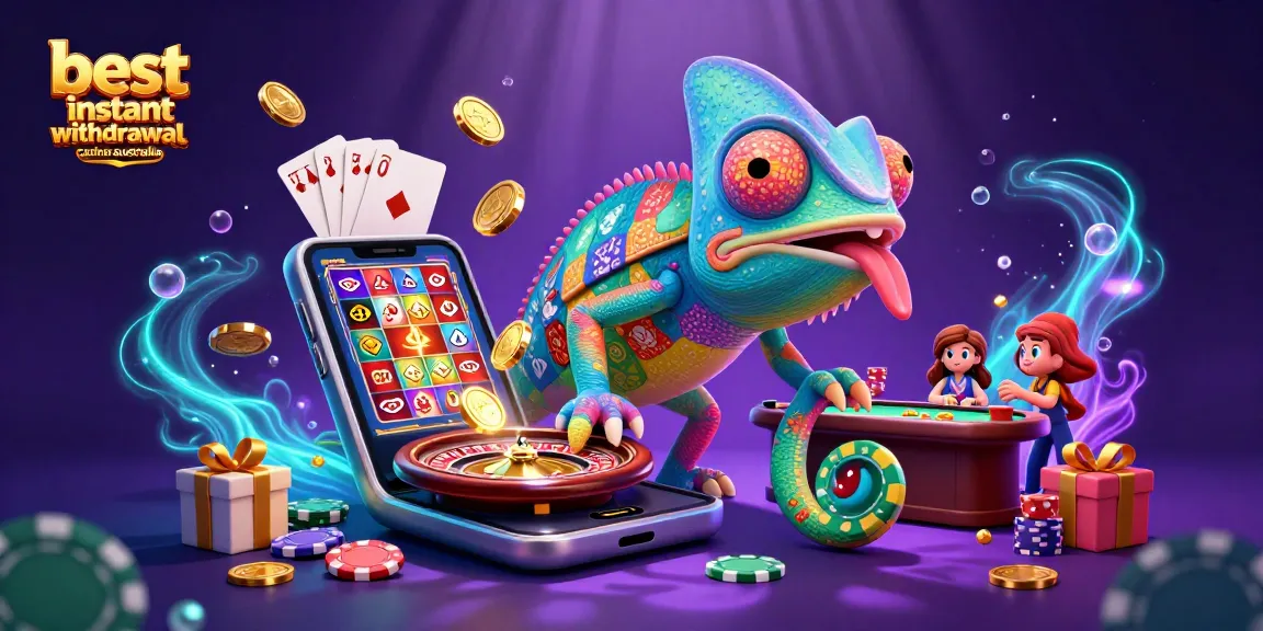 Experience the excitement of the best instant withdrawal casinos Australia with a vibrant, colorful casino scene.