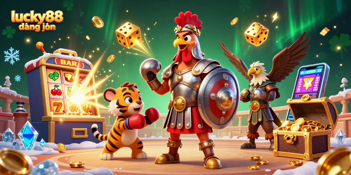Exciting lucky88 đăng nhập slots experience in a vibrant 3D casino scene with bursting jackpots.