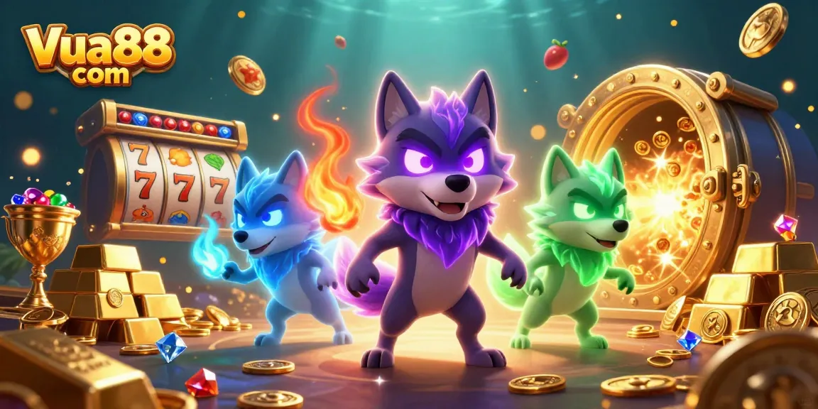 Win big at Vua88 com with dynamic jackpot scenes featuring ghostly wolves and treasure elements.