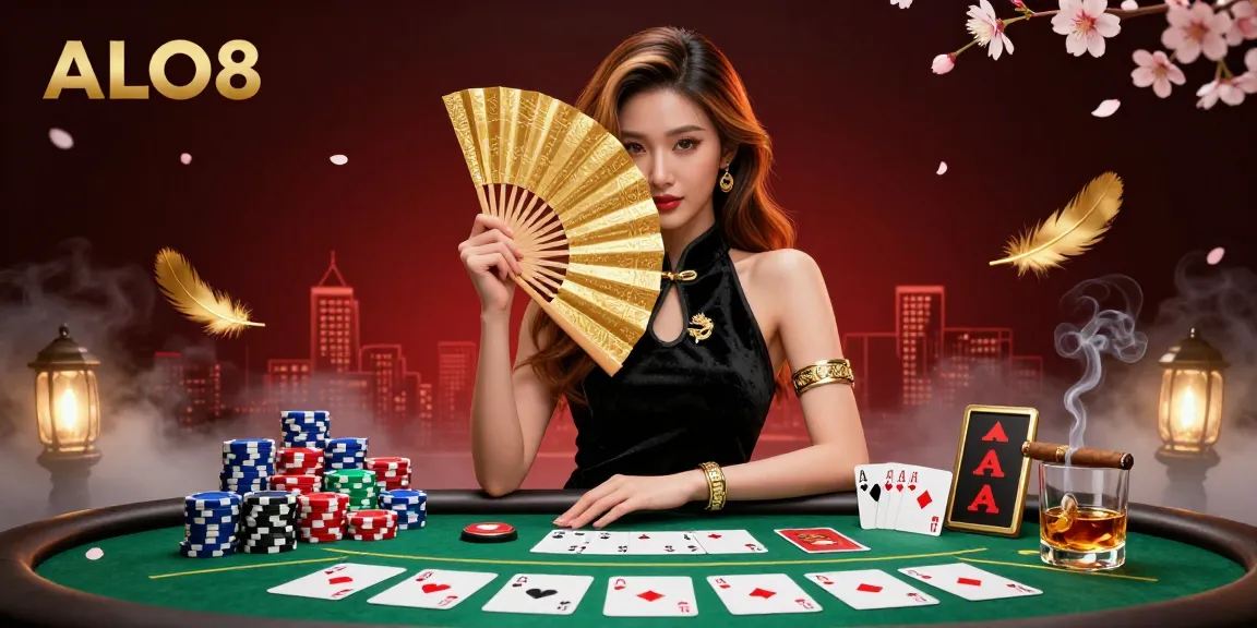 Experience the excitement of ALO8 with captivating poker visuals and vibrant game elements.