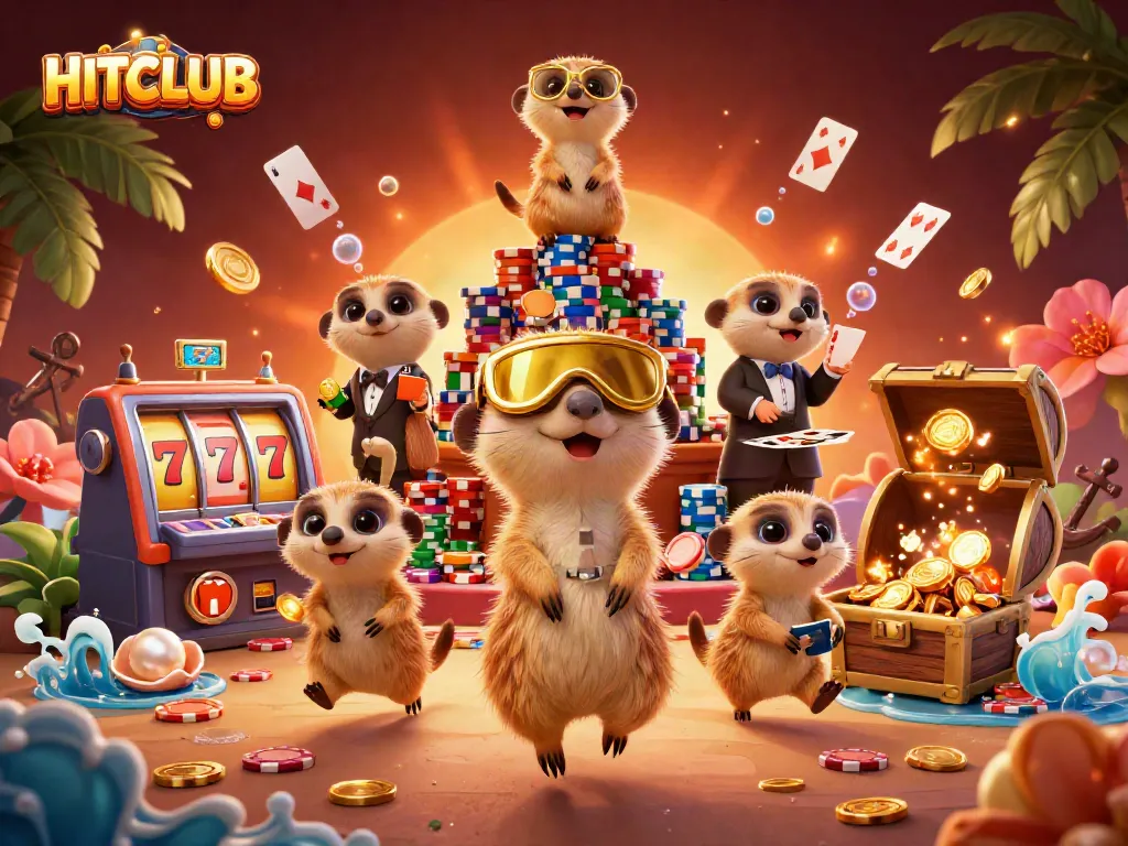 HITCLUB showcases meerkats engaging in thrilling casino gameplay, highlighting excitement and vibrant visuals.