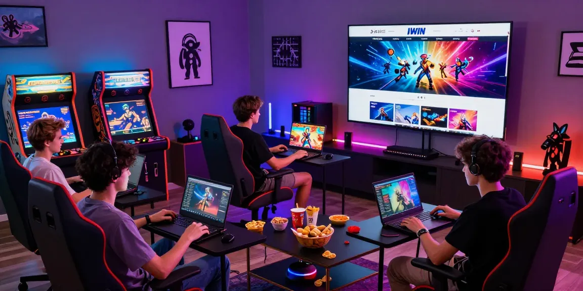 Friends enjoying the exciting iwin gaming experience in a stylish setup with vibrant decor.