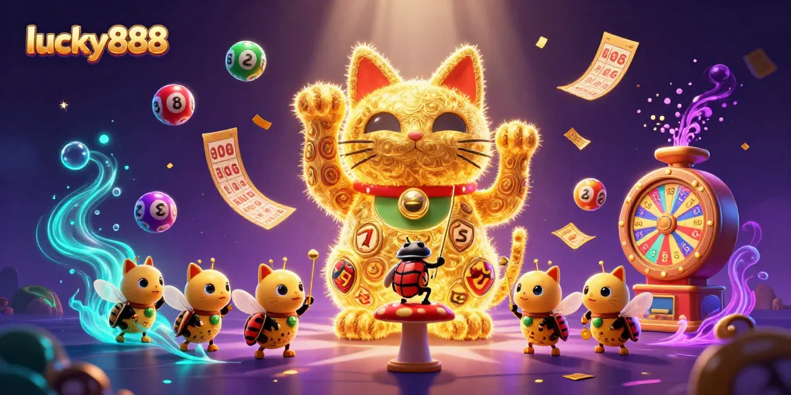 Experience the excitement of lucky888 with golden fireflies and vibrant casino symbols in a dynamic scene.