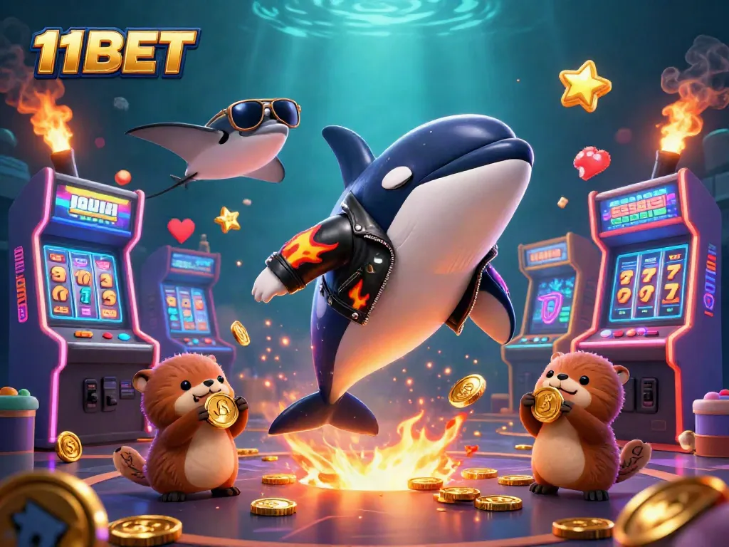 Experience thrilling gameplay with 11BET in a vibrant underwater scene featuring cartoon characters and dynamic casino elements.