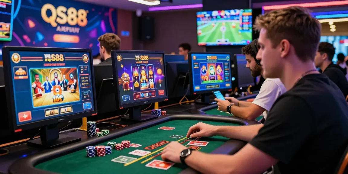 Engaging online gaming atmosphere at https://qs88.us/ with diverse players enjoying casino games and sports betting.