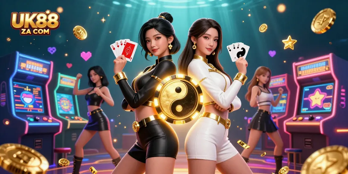 Experience excitement at UK88 ZA COM with dynamic casino gaming elements and Asian card players.