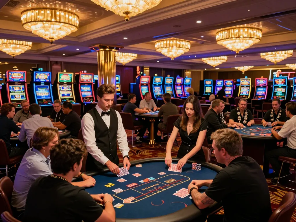 Players engage in high-stakes poker at ee88go casino floor, showcasing strategic gameplay.