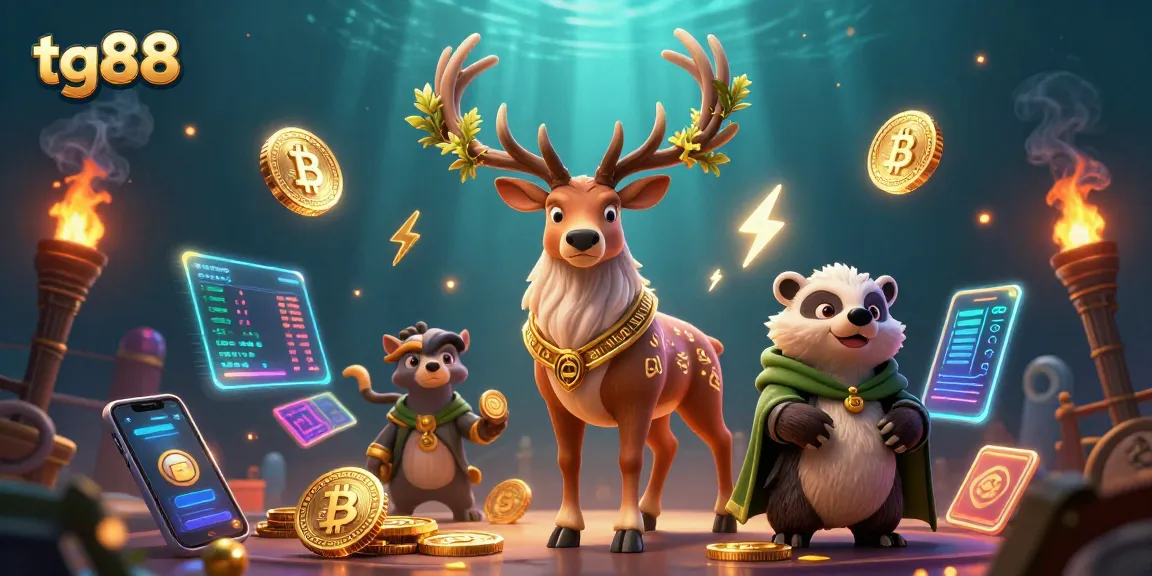 Engage in vibrant casino action with tg88 as a central theme surrounded by crypto and gaming elements.