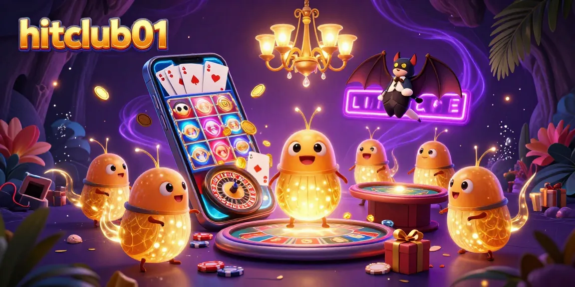 Engage with hitclub01's vibrant casino atmosphere featuring glowworms and immersive gaming elements.